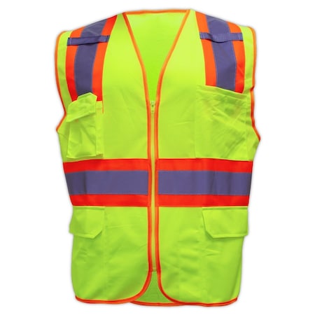Magid Two-Tone Hi-Vis Surveyors Vest 4XL, 5XL Class 2 , Zipper 6 Pockets SVSUR6-Y-4X/5X